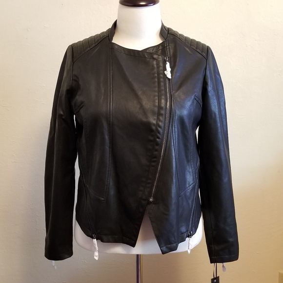 Pamela Dennis Faux Leather Moto Jacket 1X - Picture 2 of 8